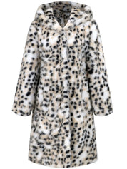 Thermal Leopard Faux Fur Hooded Coat | Coats Daverri Fashions