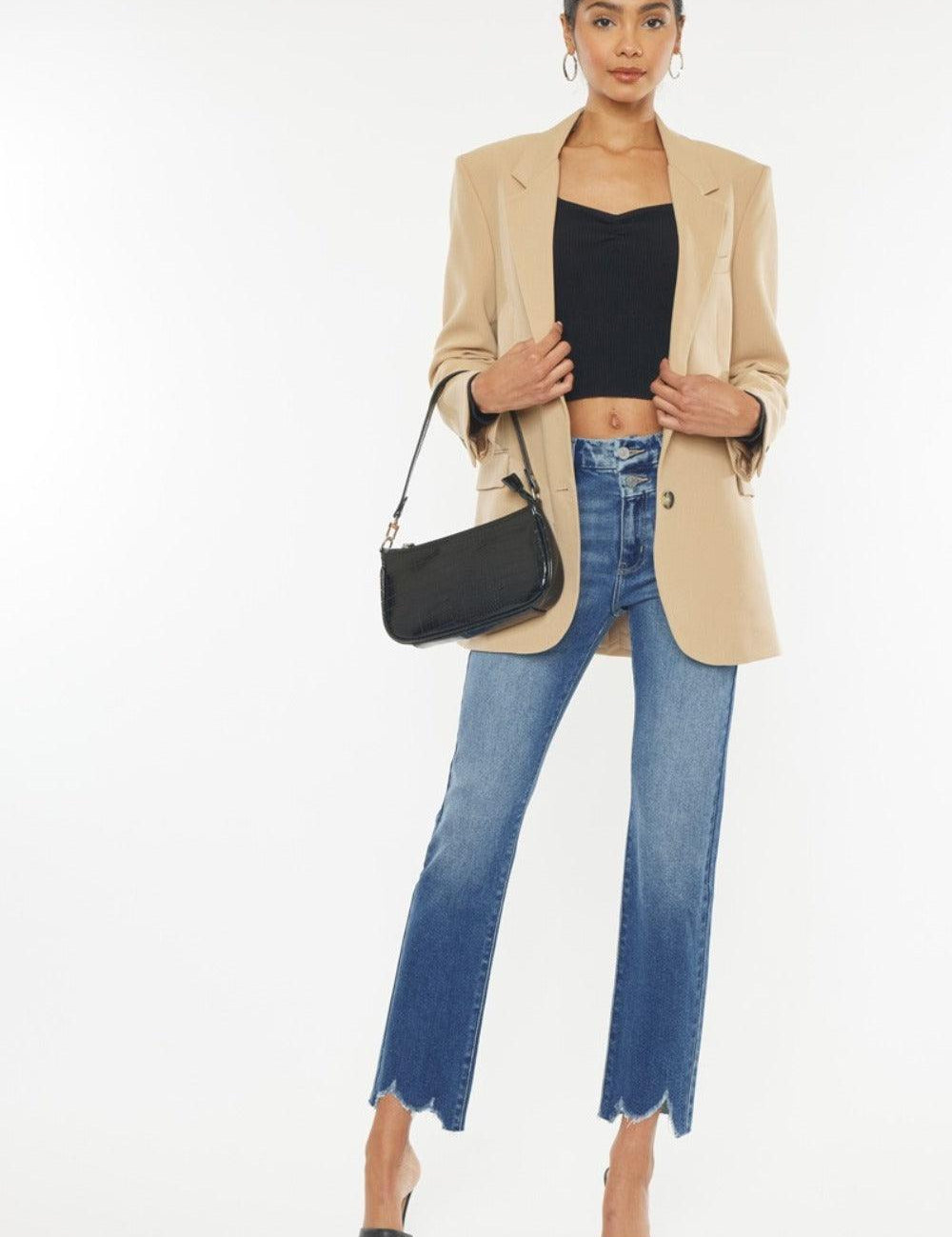 Medium Kancan High Rise Wide Waistband Slim Straight Jeans | Jeans Daverri Fashions