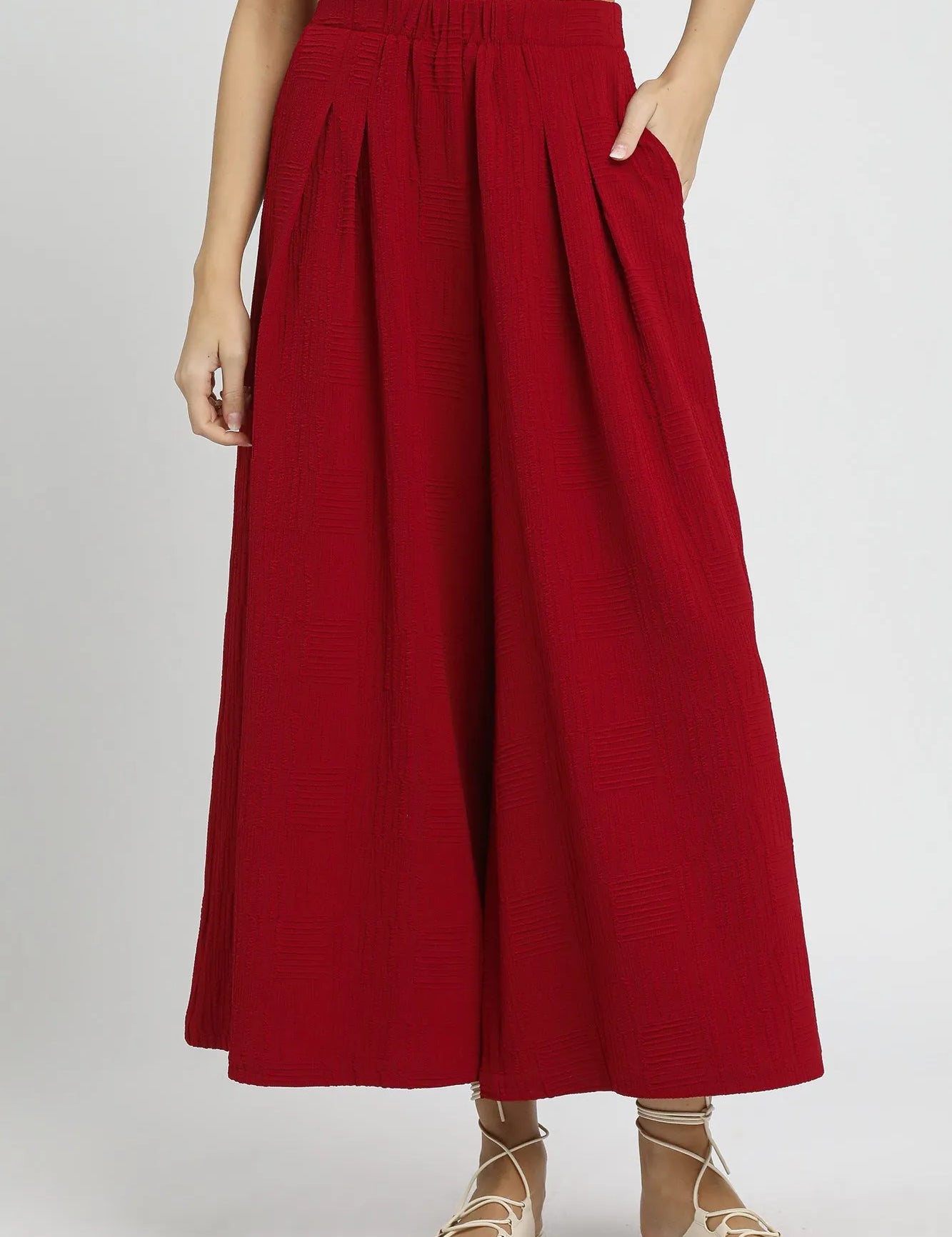 CRIMSON Umgee Elastic Waist Wide Leg Pants | Pants Daverri Fashions