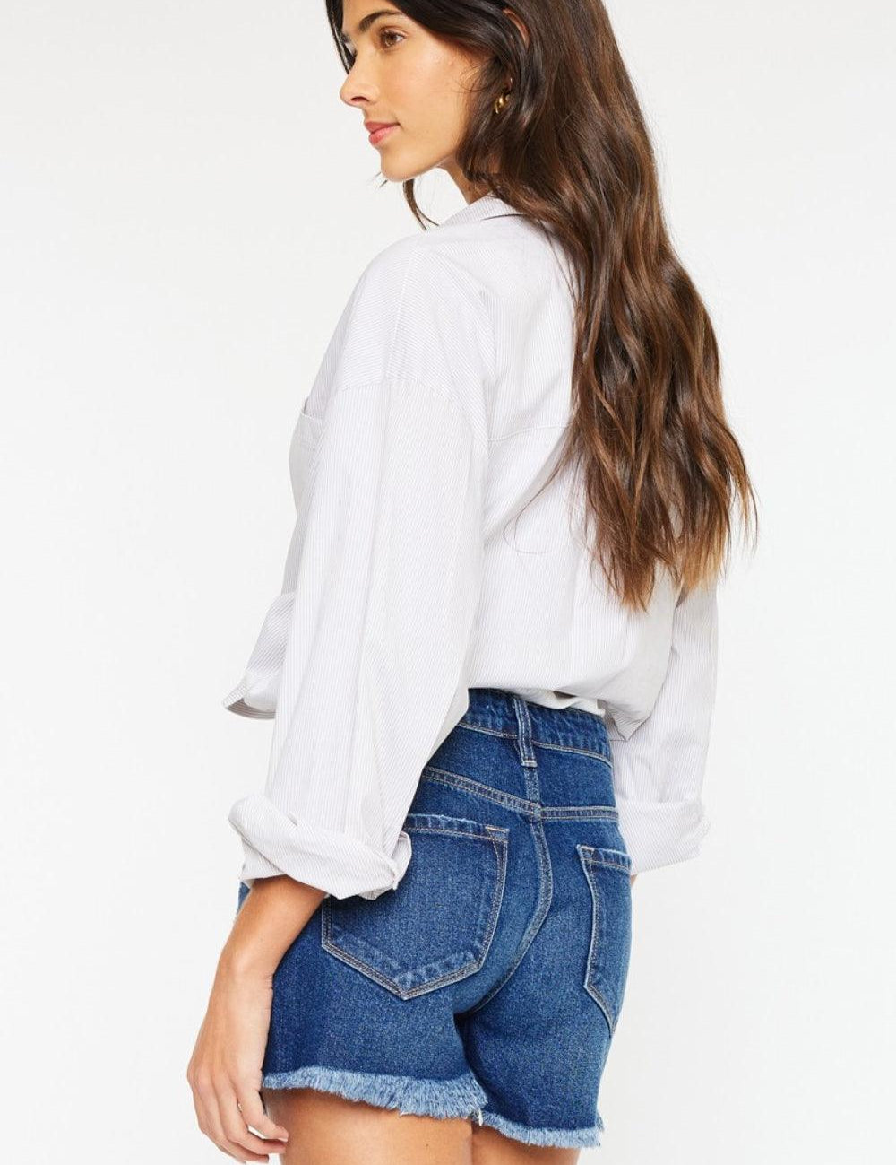 Kancan High Rise Frayed Hem Denim Shorts | Daverri Fashions
