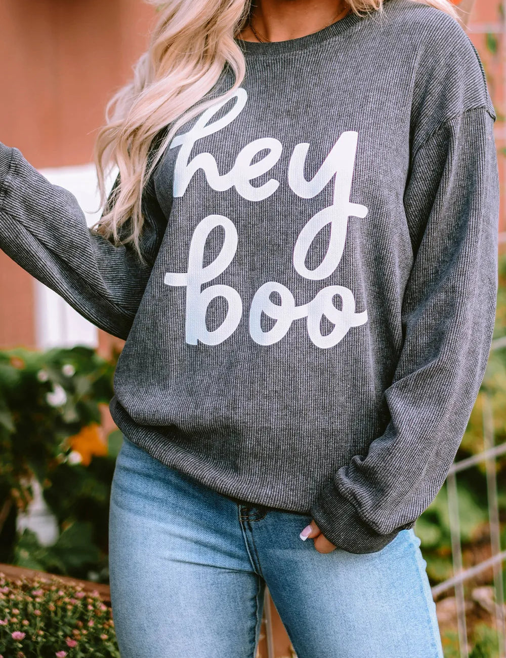 Dark Gray Round Neck Dropped Shoulder Letter Graphic Sweatshirt | Sweatshirts Daverri Fashions