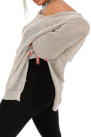 Side Slit Long Sleeve Knit Cover Up | Cover-Ups Daverri Fashions