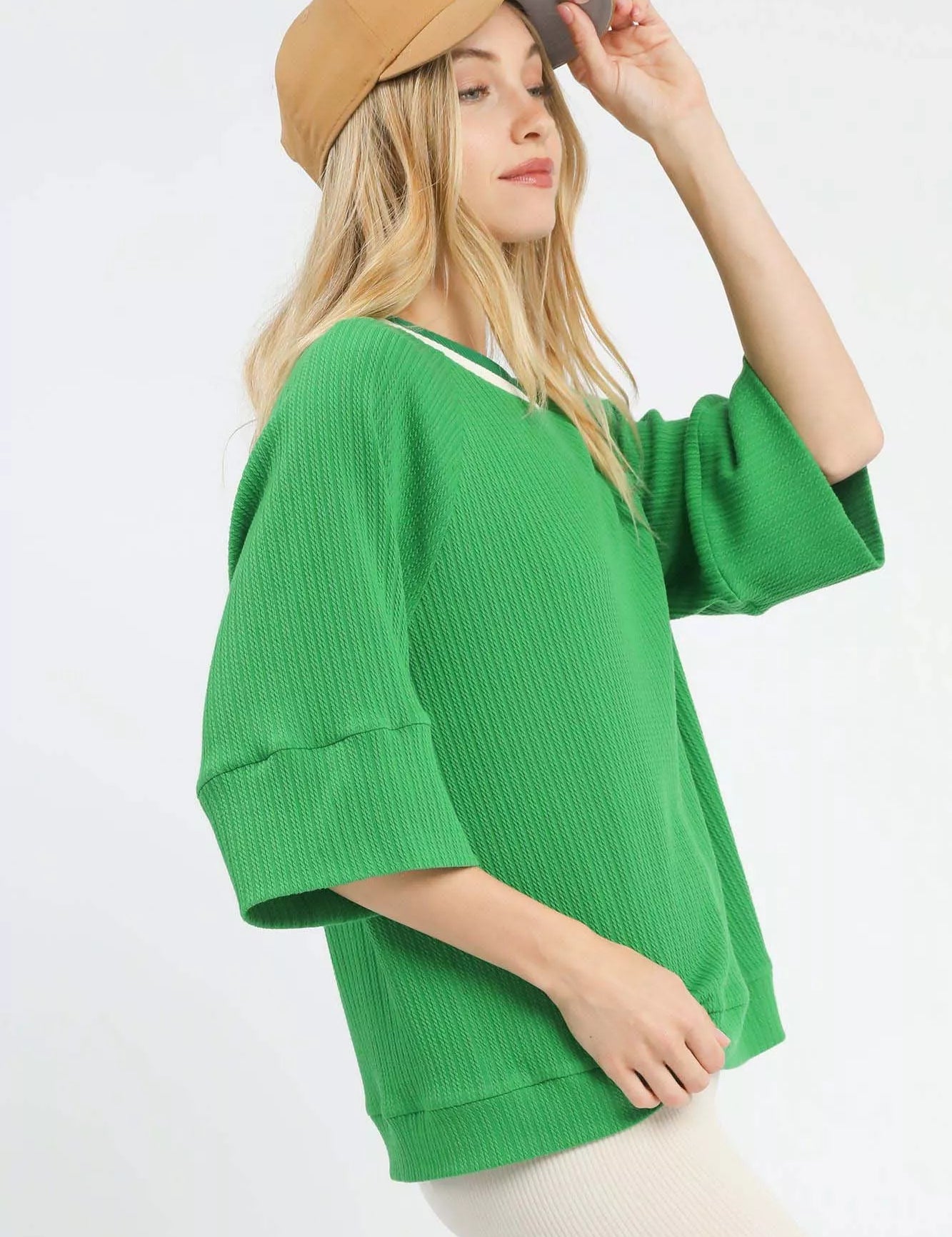 Umgee Ribbed Knit Top with Contrast Trim | Knit Tops Daverri Fashions