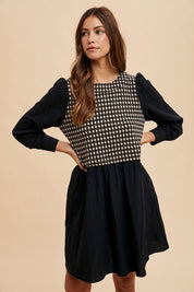 Annie Wear Tie Back Plaid Round Neck Mini Dress | Daverri Fashions