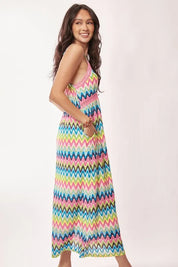 Davi & Dani Multi Color Crochet Lace Midi Dress | Daverri Fashions