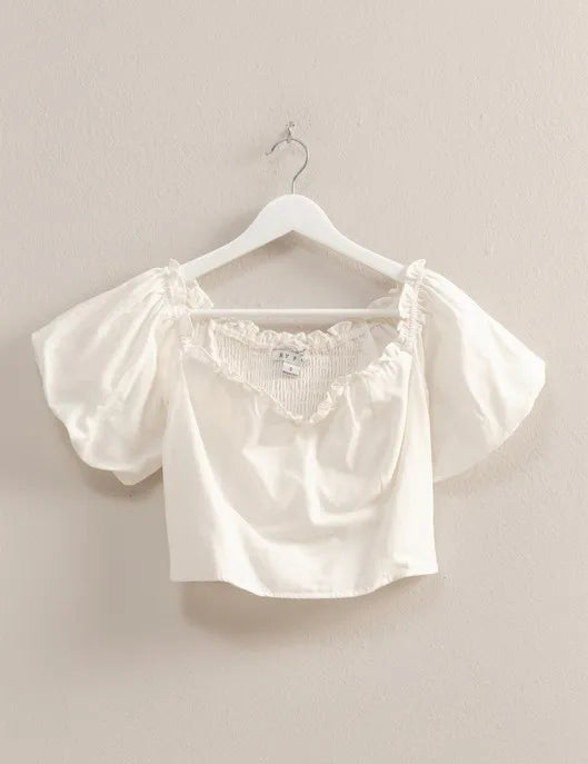 HYFVE Puff Sleeve Sweetheart Neck Top | Tops Daverri Fashions