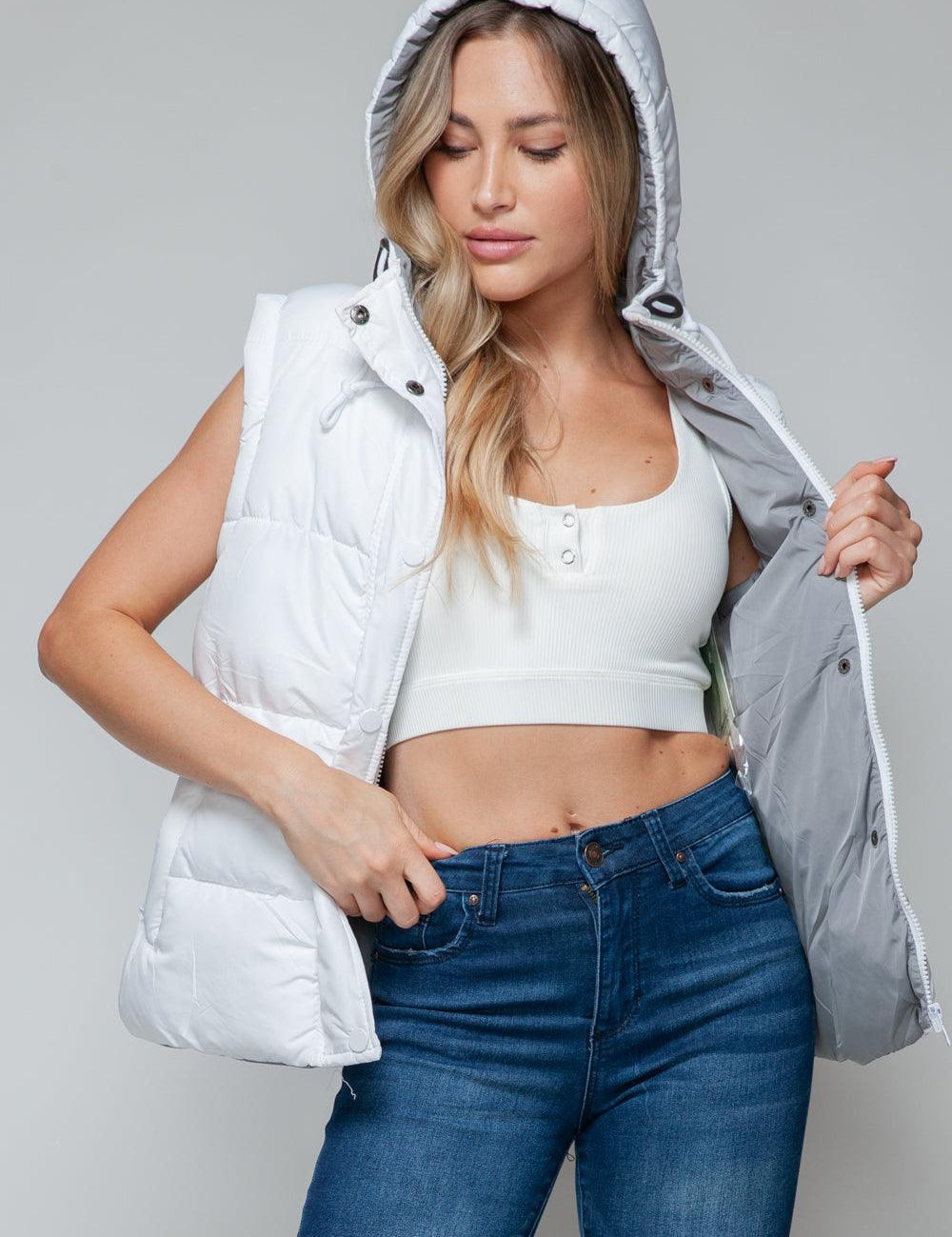 Hooded Zip Vest | Tops Daverri Fashions