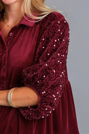 Umgee Sequin Detail Tiered Back Half Sleeve Shirt | Daverri Fashions