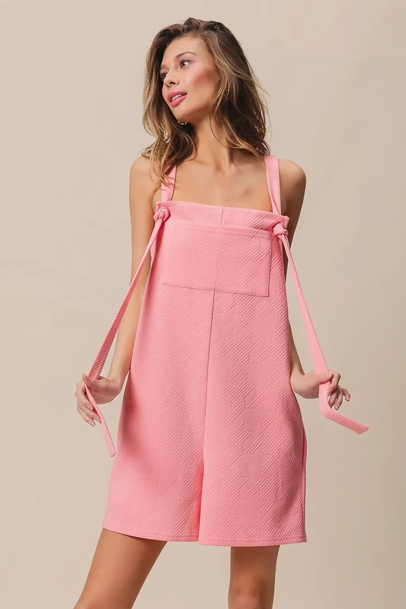 BiBi Texured Jacquard Romper with Side Pockets | Rompers Daverri Fashions