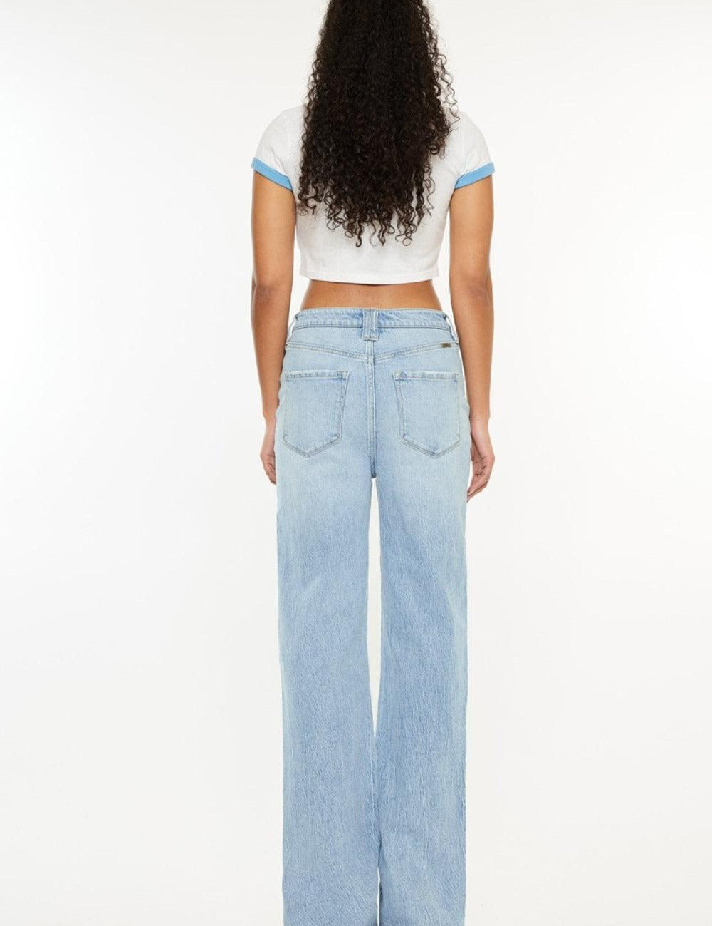 Kancan Distressed High Waist Straight Jeans | Daverri Fashions