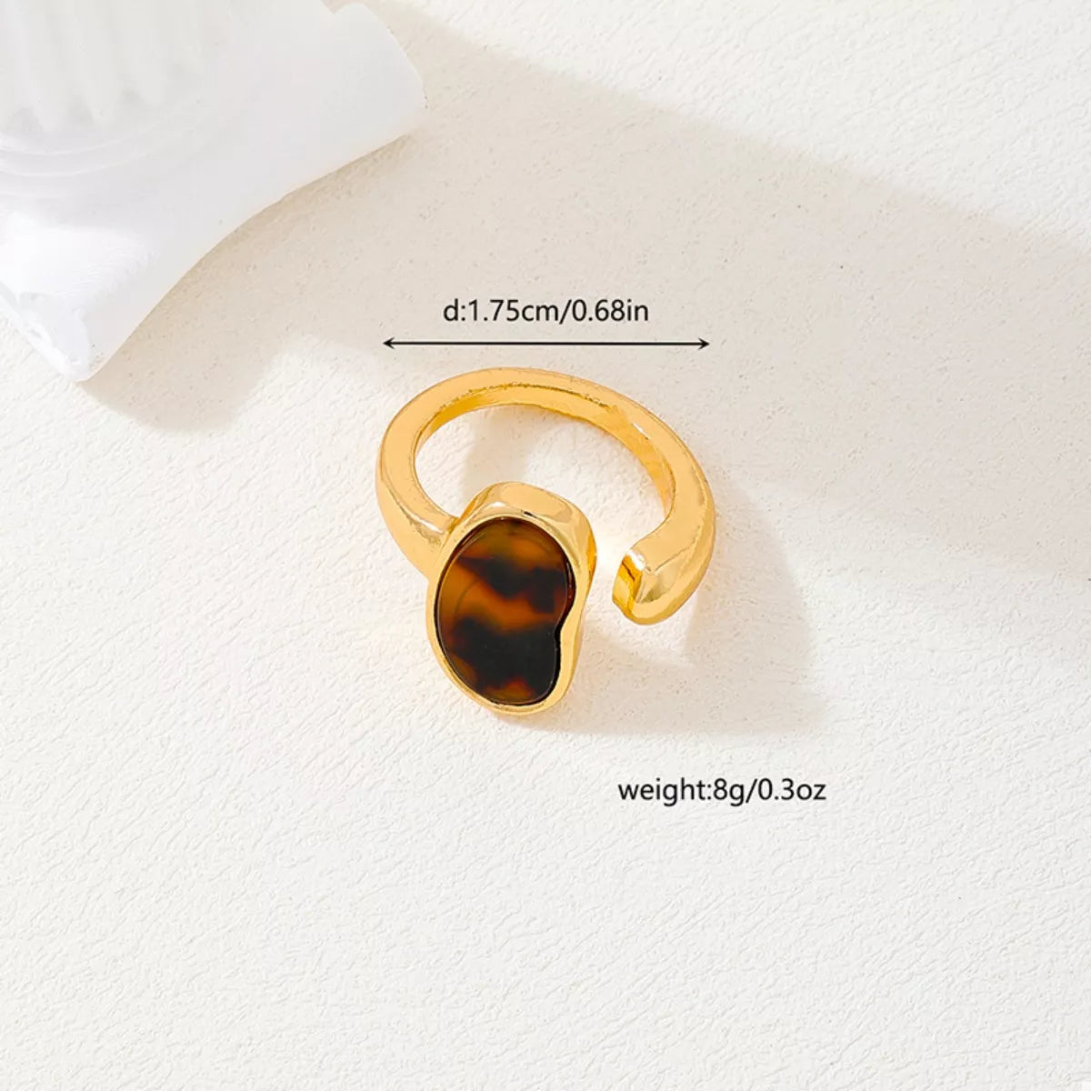 18K Gold-Plated Oval Open Ring | Rings Daverri Fashions