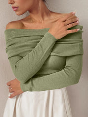Off-Shoulder Long Sleeve Sweater | Sweaters Daverri Fashions