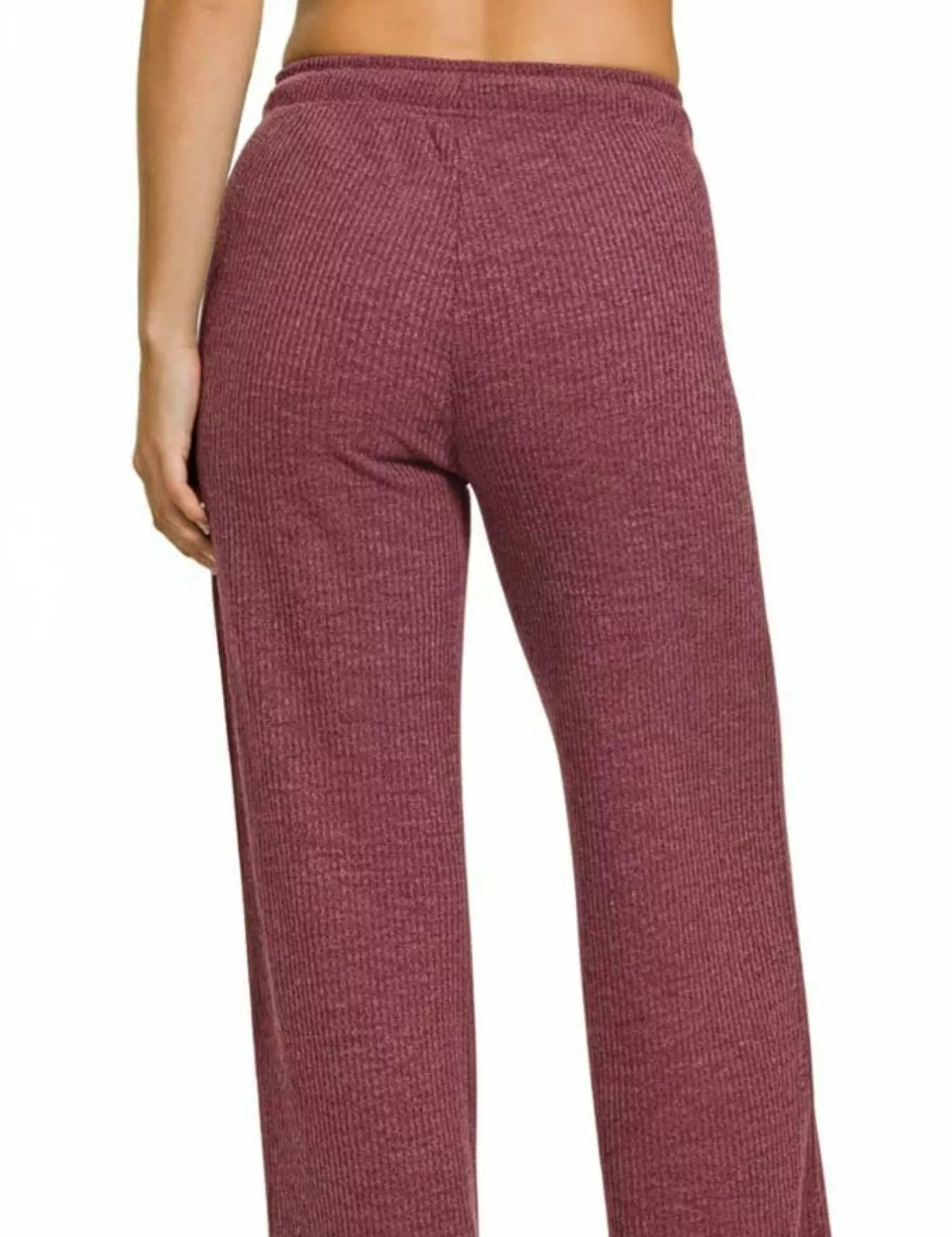 Ribbed Drawstring Lounge Pants Cabernet | Loungewear Bottoms Daverri Fashions