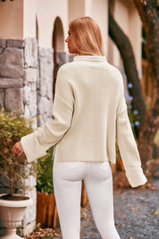 Mock Neck Drop Shoulder Sweater | Sweaters Daverri Fashions