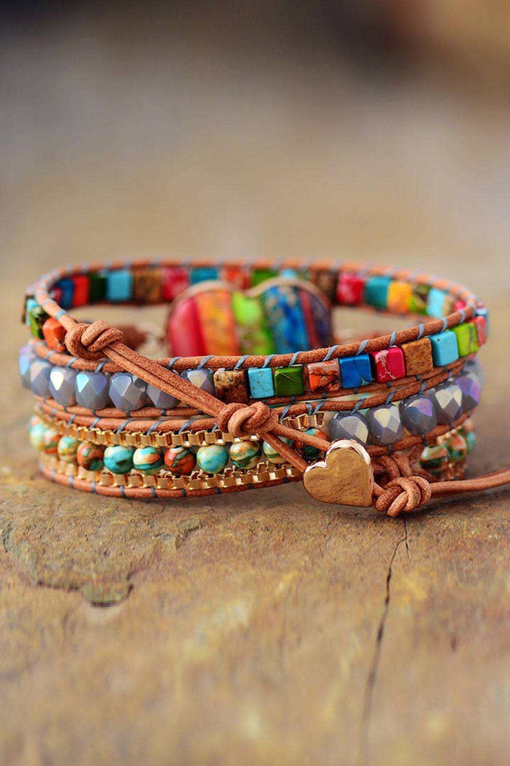 Imperial Jasper & Crystal Layered Bracelet | Bracelets Daverri Fashions