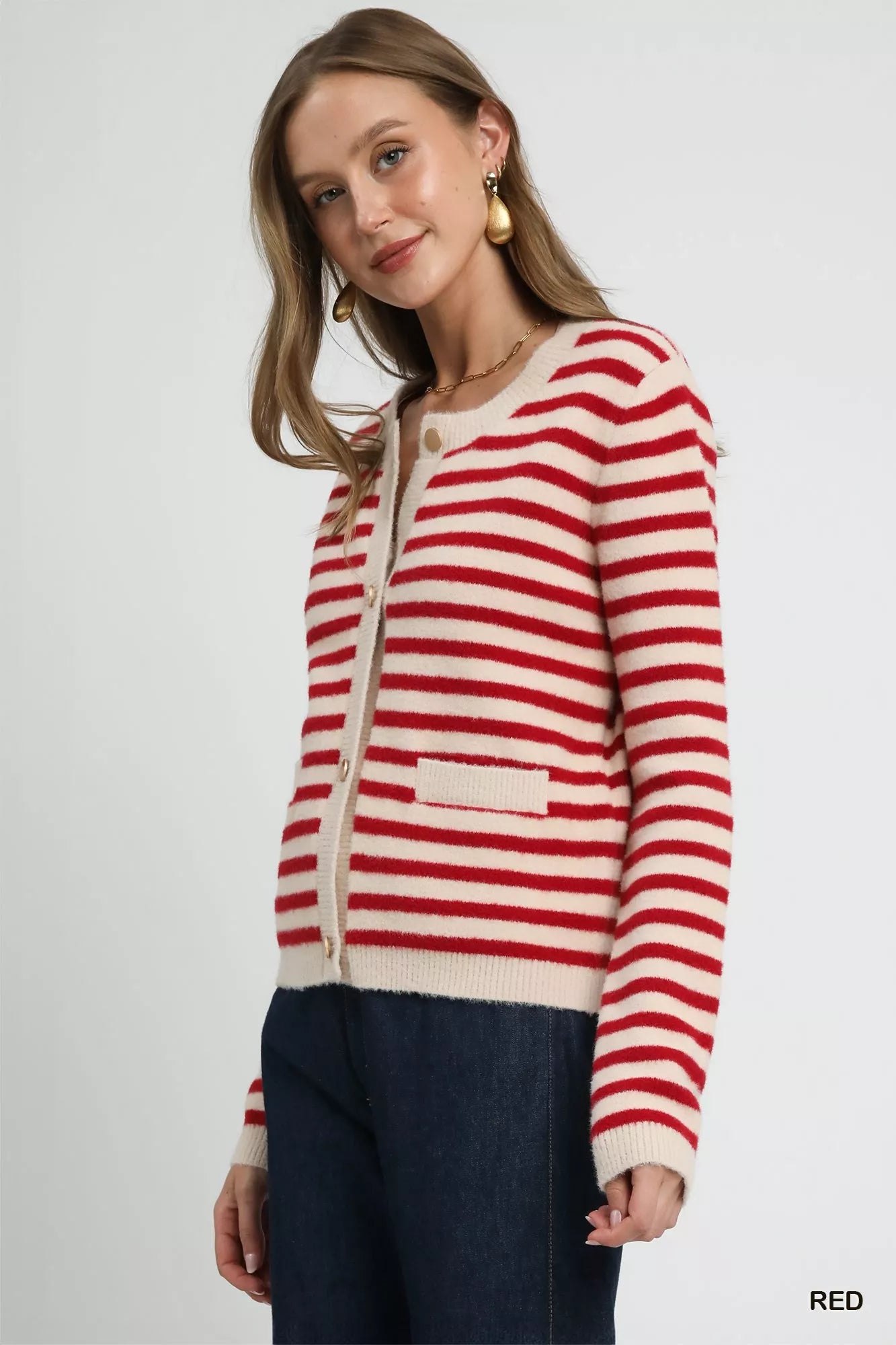 Umgee Striped Knit Button-Up Cardigan | Cardigans Daverri Fashions