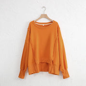 Exposed Seam High-Low Long Sleeve Sweatshirt | Daverri Fashions