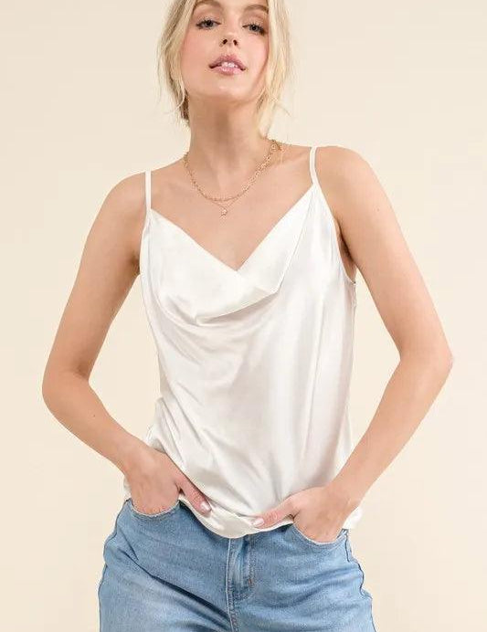 And The Why Satin Cami with Adjustable Strap | Cami Tops Daverri Fashions