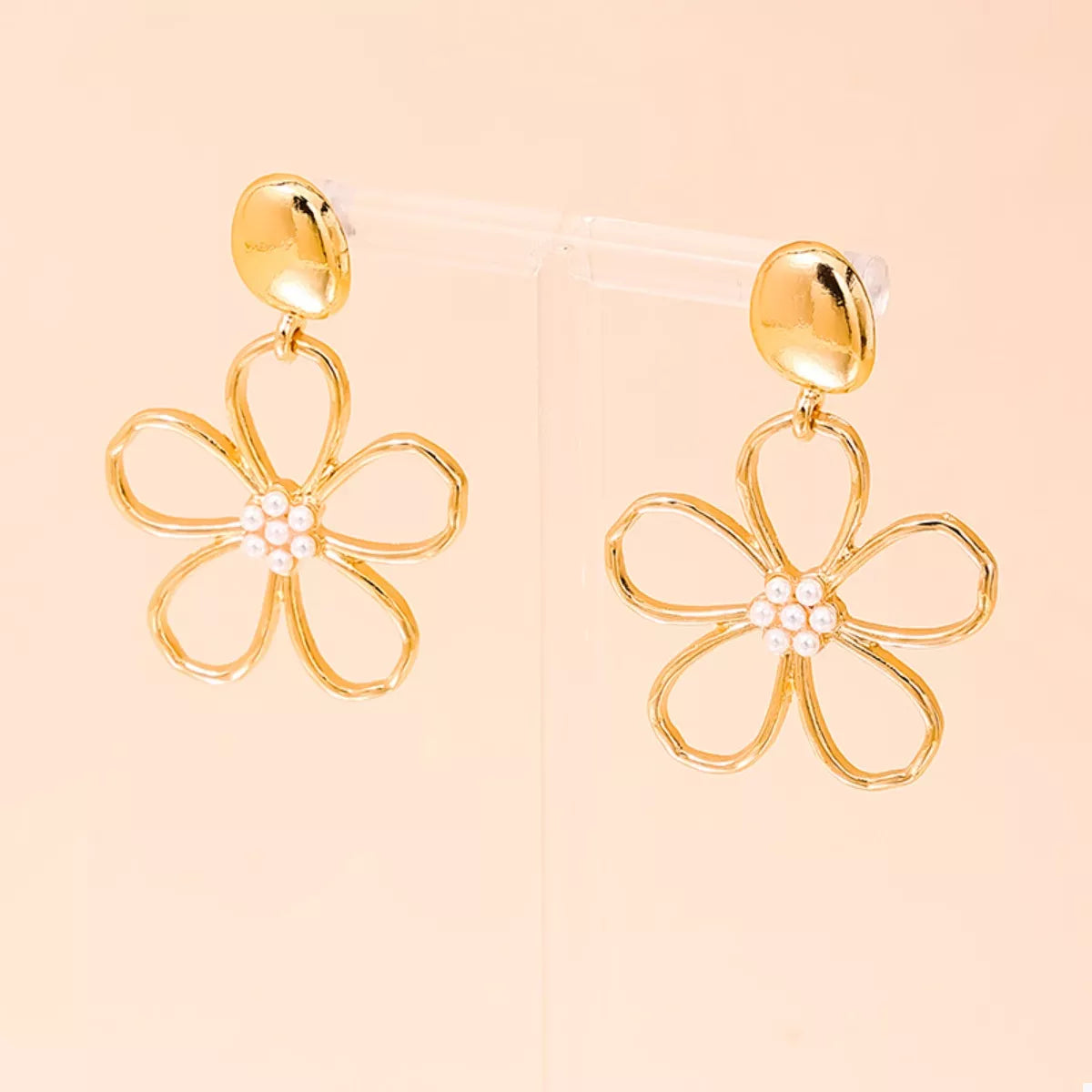 Gold onesize Alloy Flower Drop Earrings | Earrings Daverri Fashions