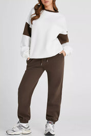 Drop Shoulder Loose Sweatshirt and Joggers Active Set | Loungewear sets Daverri Fashions