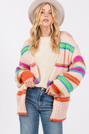 Multi M SAGE + FIG Rainbow Striped Open Front Knit Cardigan | Cardigans Daverri Fashions