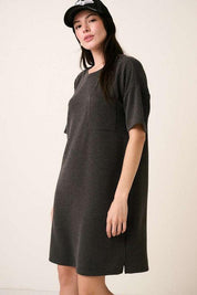 Mittoshop Urban Rib Knit Short Sleeve Tee Dress | Daverri Fashions