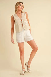 OAT Aemi+Co Embroidered Tied Front Vest Coat | Daverri Fashions