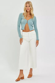 RISEN Tummy Control High Rise Crop Wide Jeans | Jeans Daverri Fashions