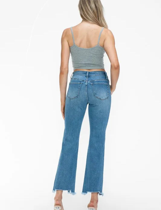 bytos Raw Hem Distressed Mid Rise Crop Jeans | Jeans Daverri Fashions