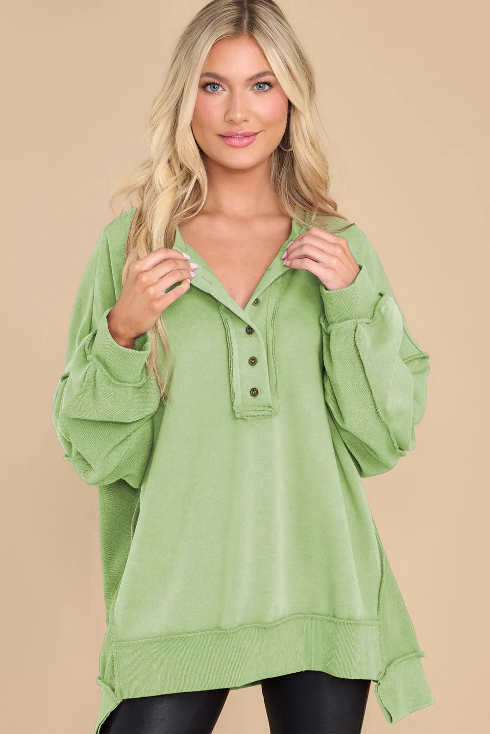 Exposed Seam Long Sleeve Sweatshirt | Sweatshirts Daverri Fashions