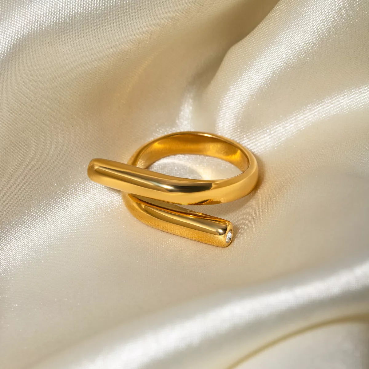 Gold onesize Stainless Steel Bypass Ring | Rings Daverri Fashions
