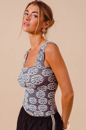SO ME Two Tone Floral Seamless Tank Top | Tank Tops Daverri Fashions