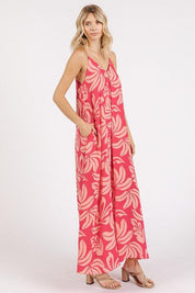 Mittoshop Printed V-Neck Maxi Cami Dress with Pockets | Daverri Fashions
