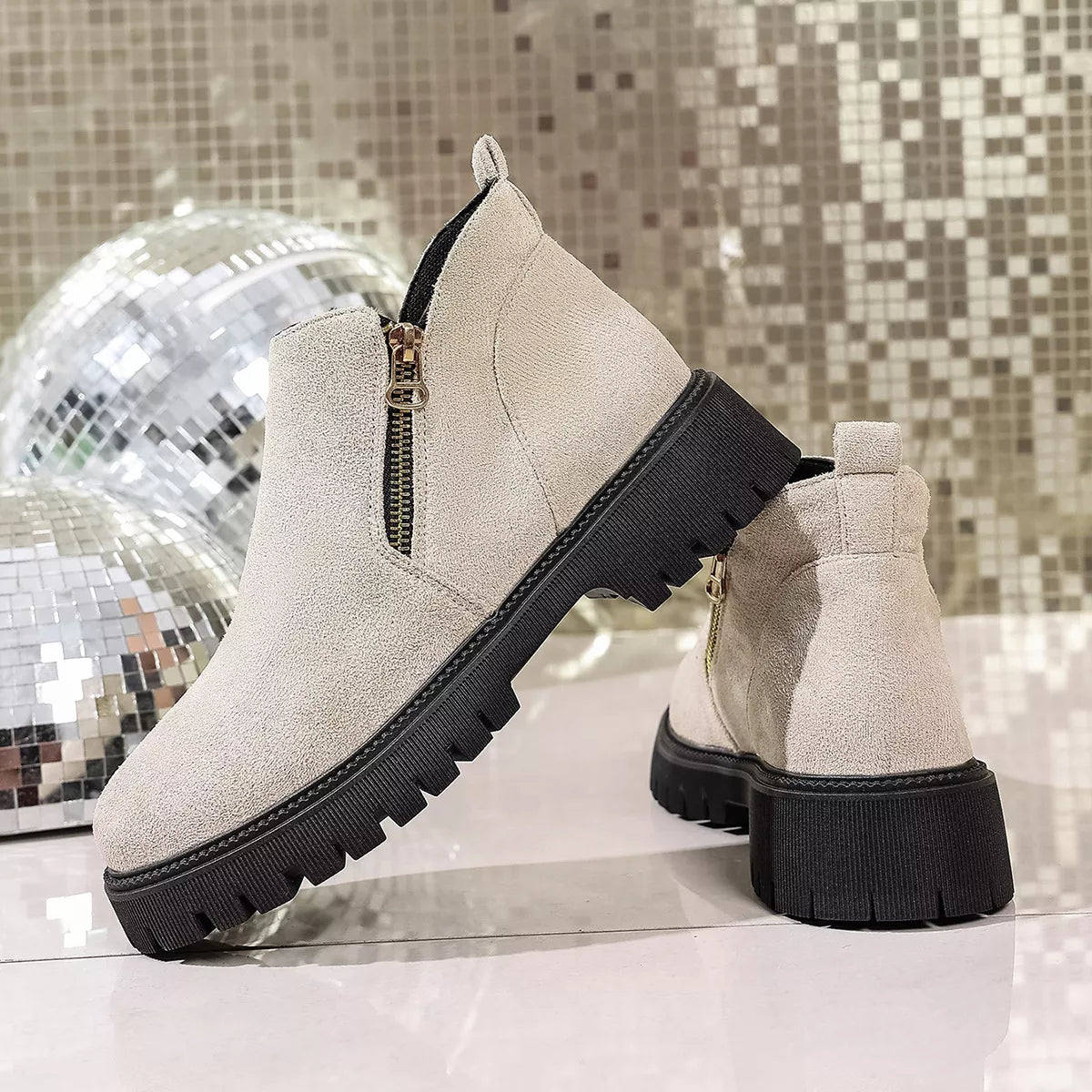 Bria Round Toe Side Zip Ankle Boots | Boots Daverri Fashions