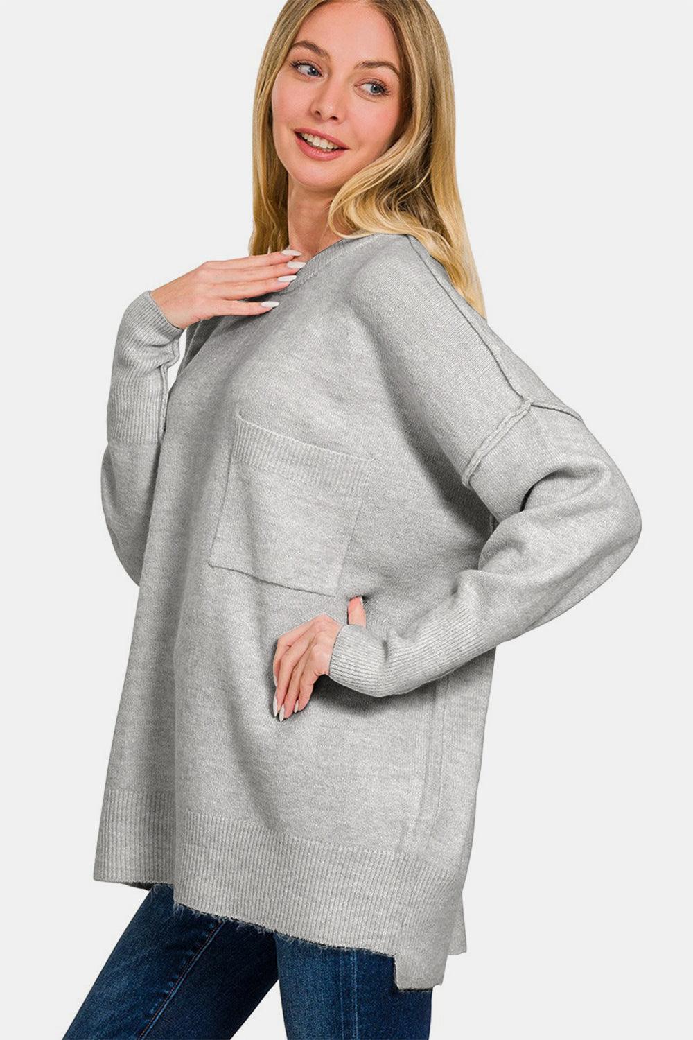 Zenana High-Low Hem Drop Shoulder Sweater | Sweaters Daverri Fashions