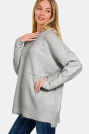 Zenana High-Low Hem Drop Shoulder Sweater | Sweaters Daverri Fashions