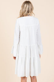 Mittoshop Tiered Notched Flare Sleeve Dress | Daverri Fashions