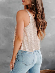 Sequin Scoop Neck Tank | Tank Tops Daverri Fashions