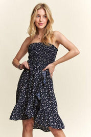 ADORA Smocked Floral Tube Dress with Pockets | Knee Length Dresses Daverri Fashions