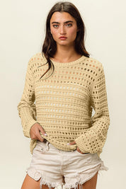 BiBi Round Neck Openwork Knit Cover Up | Cover-Ups Daverri Fashions