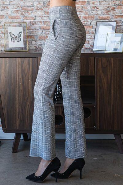 Heimish Full Size Plaid Flare Pants with Wide Waist Band Plus Size | Pants Daverri Fashions