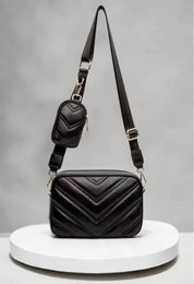 Chevron Quilted Vegan Leather Crossbody | Handbags Daverri Fashions