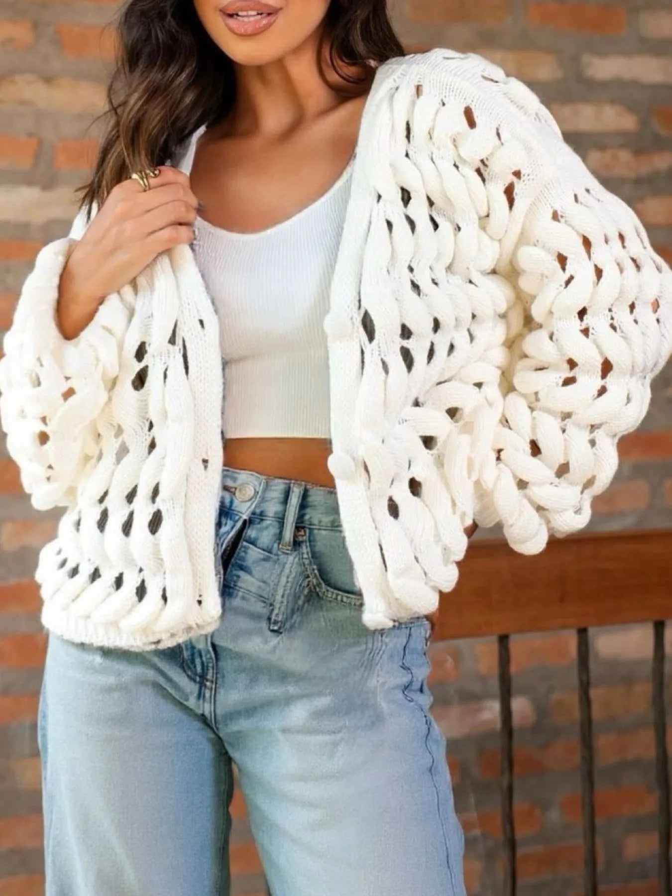 Crochet Button Up Cardigan | Cardigans Daverri Fashions