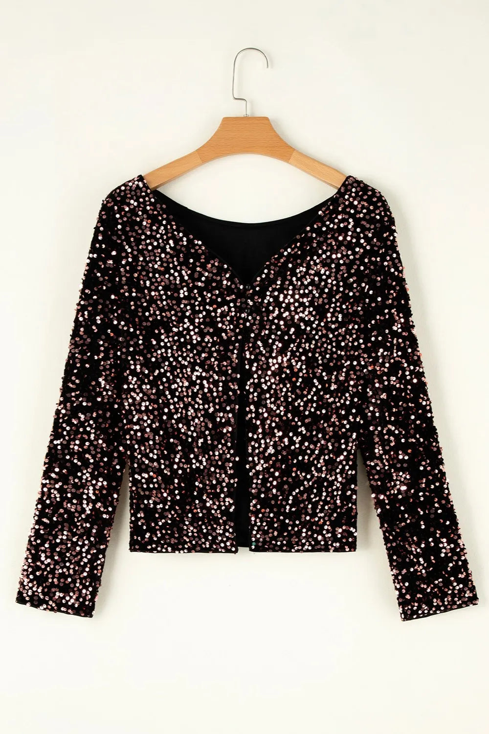 Sequin Round Neck Long Sleeve Blouse | Blouses Daverri Fashions