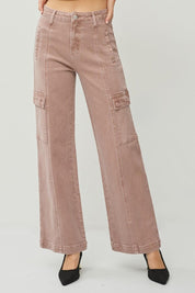 RISEN Full Size High Rise Wide Leg Cargo Jeans | Cargo Jeans Daverri Fashions