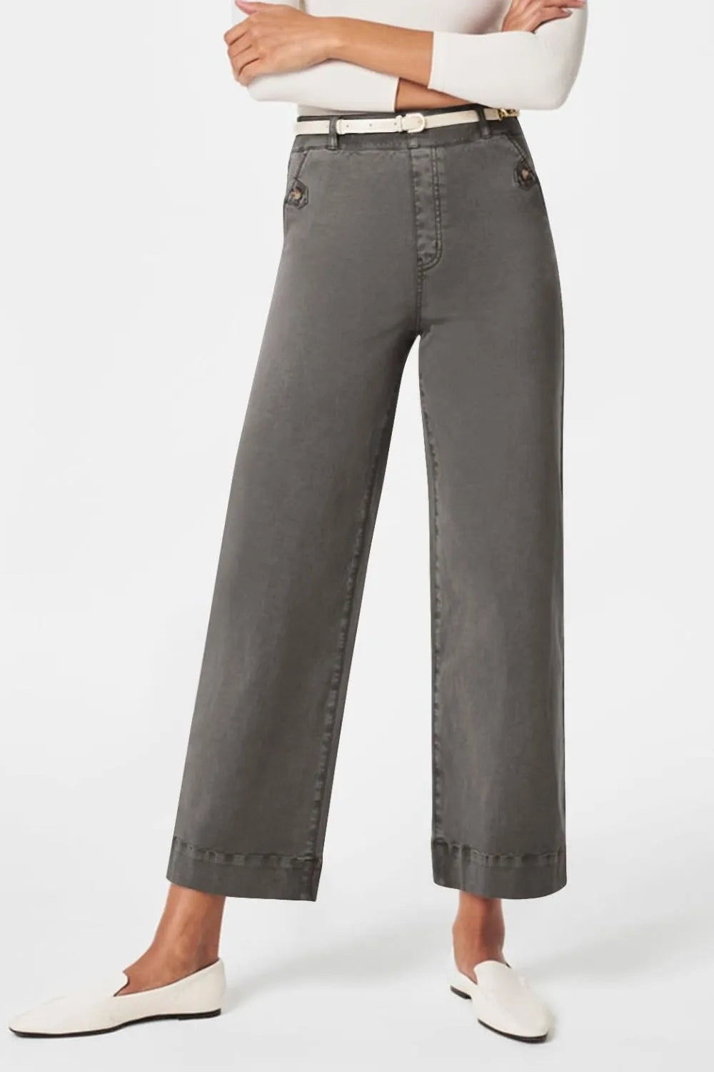Dark Gray High Waist Jeans with Pockets | Jeans Daverri Fashions