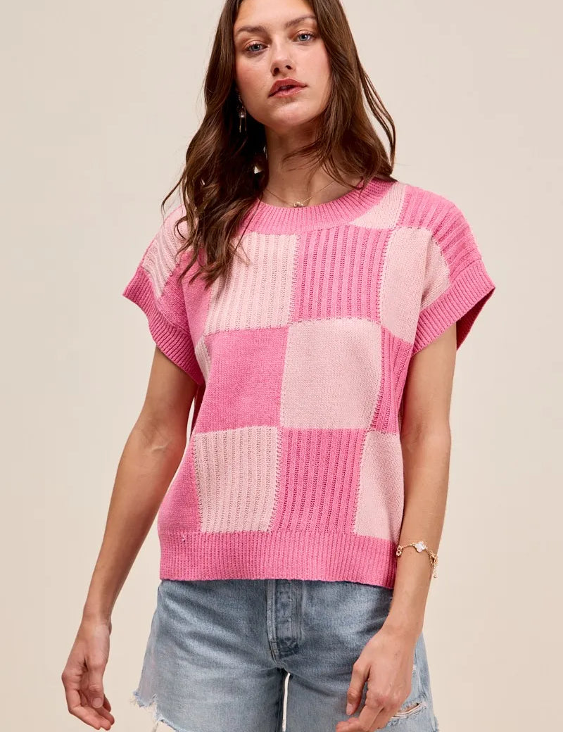 BLUSH PINK S SO ME Check Plaid Casual Sweater Top | Sweaters Daverri Fashions
