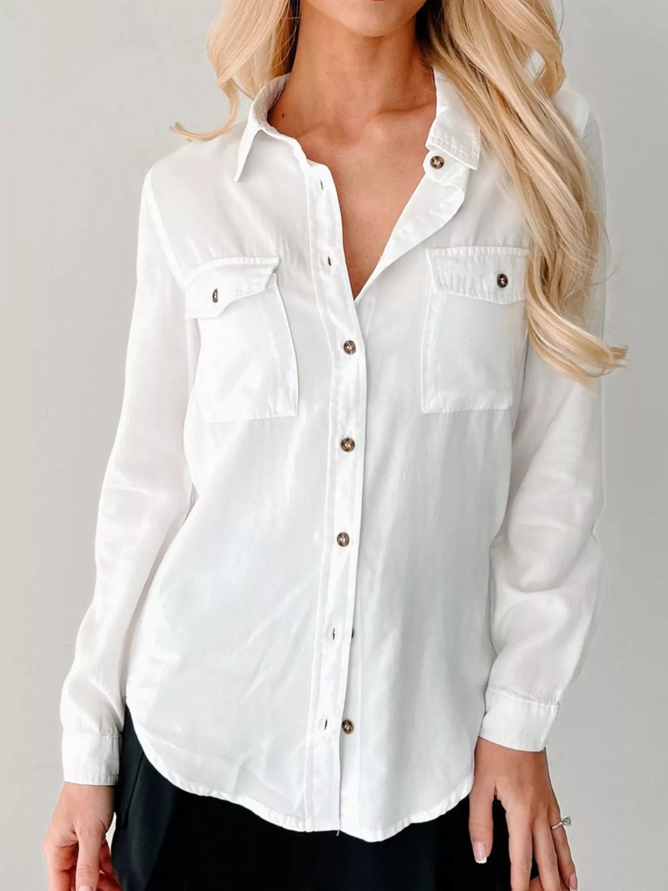 Button-Down Collared Neck Denim Shirt | Shirts Daverri Fashions
