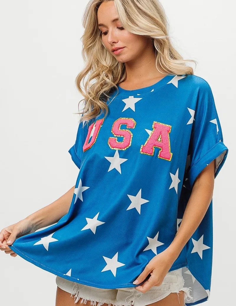 BiBi Fourth Of July Star Knit T-Shirt | T-Shirts Daverri Fashions