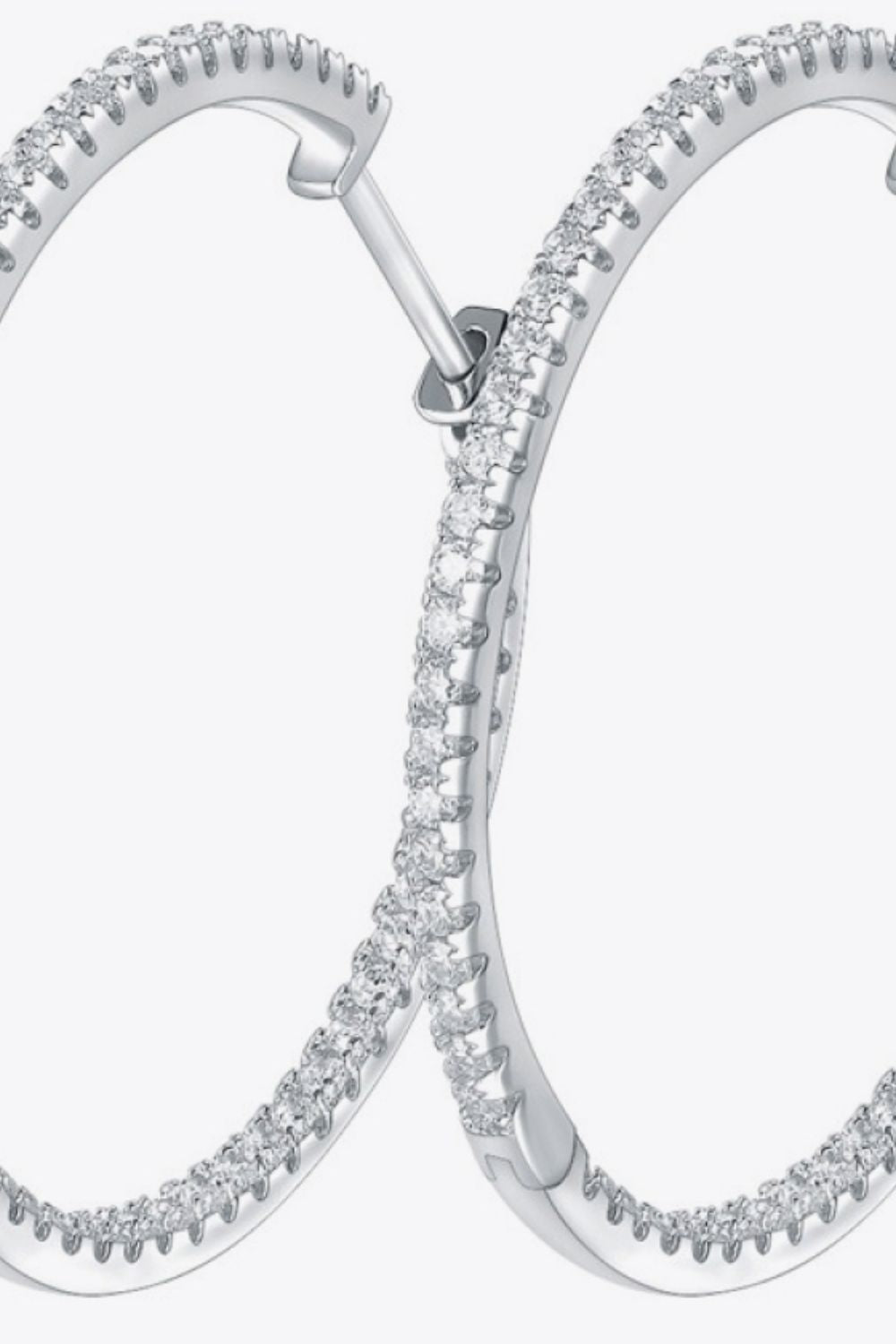 Adored Inlaid Moissanite 925 Sterling Silver Hoop Earrings | Silver Hoops Daverri Fashions